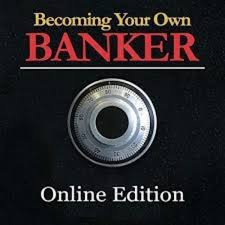 Cover of 'Becoming Your Own Banker' online edition with a vault dial image.